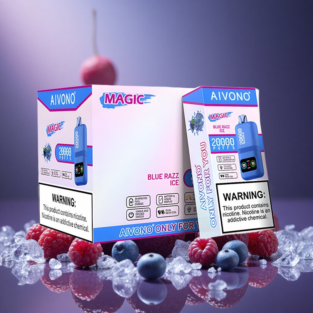 Blaue Himbeere-Eis Aivono AIM MAGIC 20000 Puffs Österreich Großhandel LCD-Display Dual-Mesh-Coils