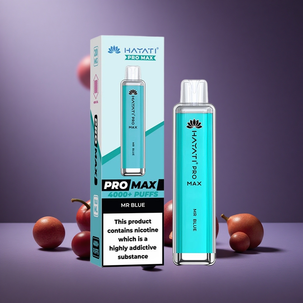 Blaue Geschmack Hayati Pro Max 4000 Züge Österreich Großhandel LED Licht Dual 1.1 Ohm Mesh Coil