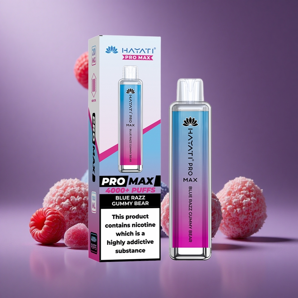Blaue Himbeer Gummibärchen Hayati Pro Max 4000 Züge Österreich Großhandel 1400mAh Akku