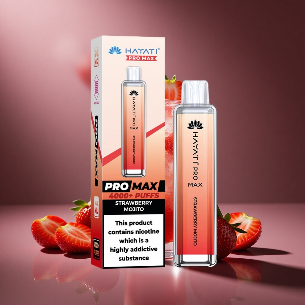Erdbeer Mojito Hayati Pro Max 4000 Züge Österreich Großhandel LED Licht & 1400mAh Akku