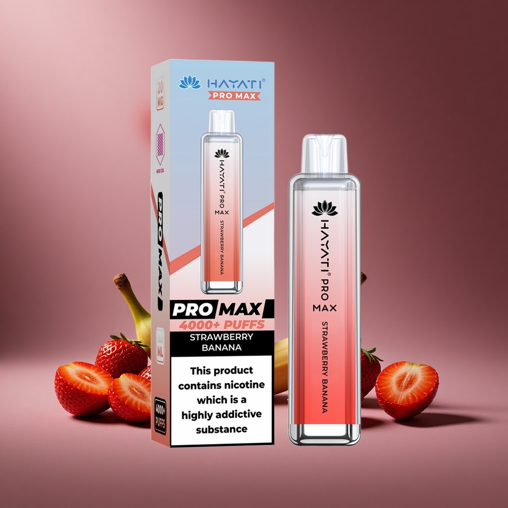 Erdbeere Banane Hayati Pro Max 4000 Züge Österreich Großhandel Dual 1.1 Ohm Mesh Coil