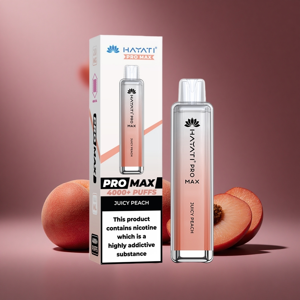 Saftiger Pfirsich Hayati Pro Max 4000 Züge Österreich Großhandel Dual 1.1 Ohm Mesh Coil