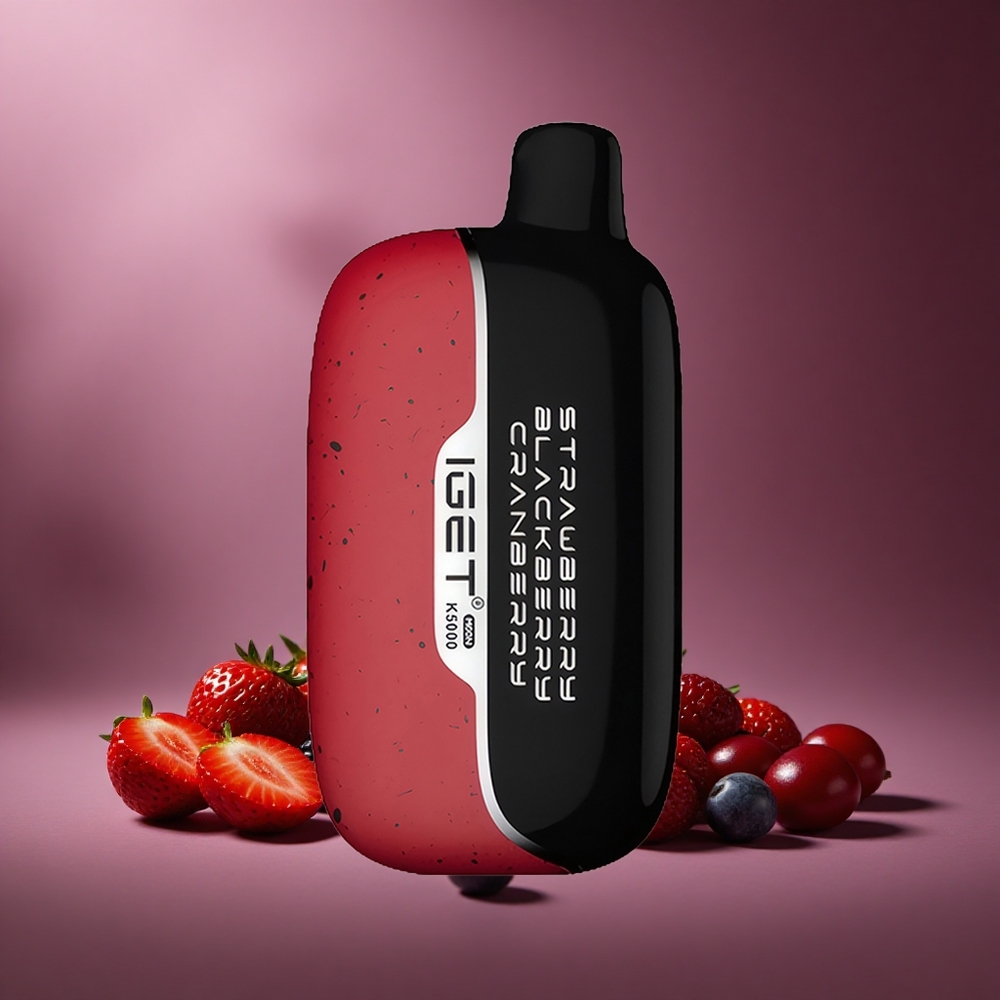 Erdbeere Brombeere Cranberry IGET Moon K5000 Puffs Österreich Großhandel bis zu 5000 Züge Größe 49.5x25.3x99.4 mm