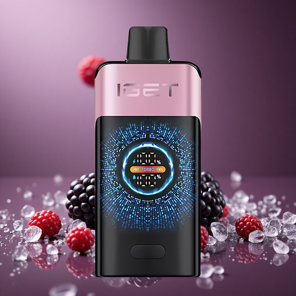 Brombeere-Eis Kombination IGET ONE 12000 Puffs Österreich Großhandel Dual Mesh Coil & Großes Farbdisplay