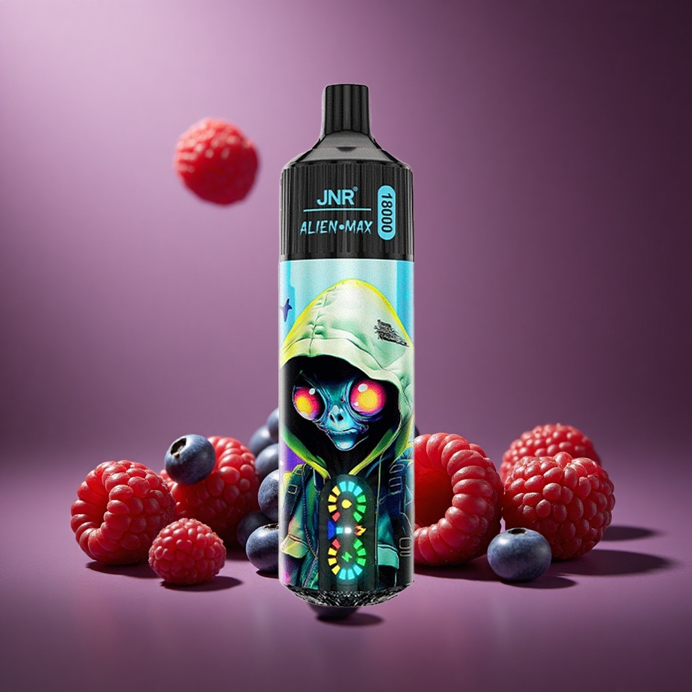 Blaubeere Himbeere JNR Alien Max 18000 Puffs Österreich Großhandel Dual Mesh Coil & Smart LED Display