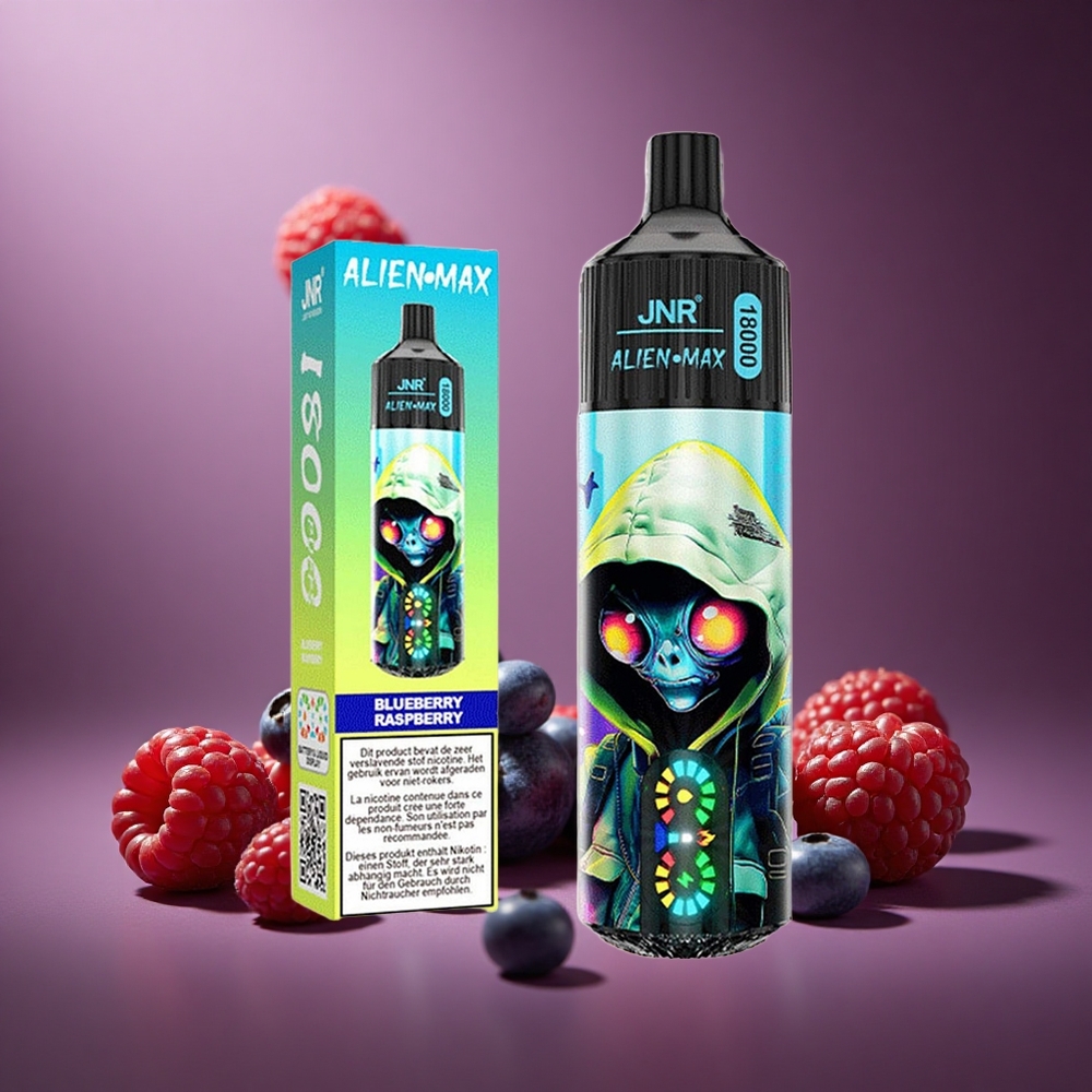 Blaubeere Himbeere JNR Alien Max 18000 Puffs Österreich Großhandel Dual Mesh Coil & Smart LED Display