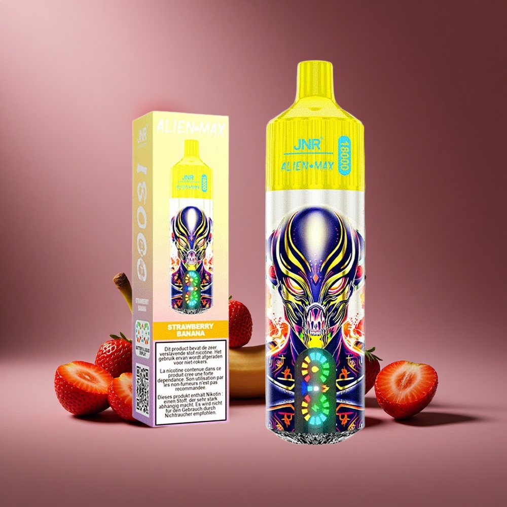Erdbeere Banane JNR Alien Max 18000 Züge Österreich Großhandel Dual Mesh Coil & Dual Core