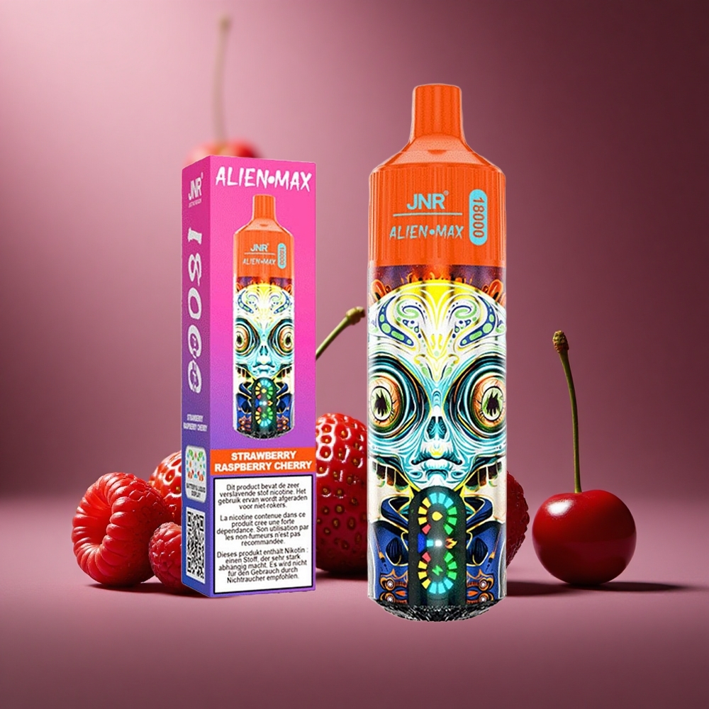 Erdbeere Himbeere Kirsche JNR Alien Max 18000 Züge Österreich Großhandel Dual Mesh Coil & Dual Core 28ml E-Liquid