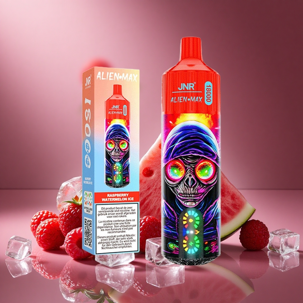 Himbeere Wassermelone Eis JNR Alien Max 18000 Puffs Österreich Großhandel Dual Mesh Coil & Dual Core