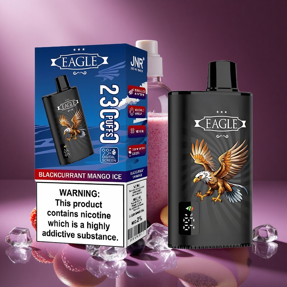 Schwarzbeere Mango Eis JNR EAGLE Smart 23000 Puffs Österreich Großhandel Digitales Display Einstellbarer Luftstrom