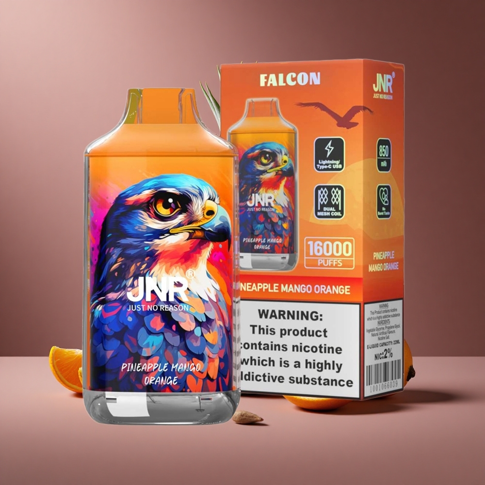 Ananas Mango Orange JNR Falcon 16000 Züge Österreich Großhandel Dual Mesh Coil Smart LED Display