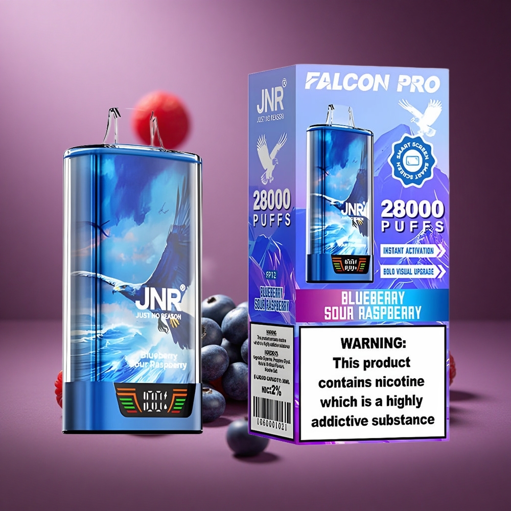 Heidelbeere-Sauerhimbeere JNR Falcon Pro 28000 Züge Österreich Großhandel 30ml & USB-C