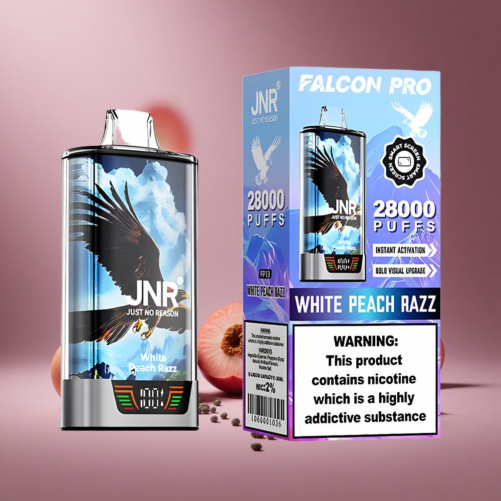 Weiße Pfirsich-Himbeere JNR Falcon Pro 28000 Züge Österreich Großhandel 30ml Dual Mesh Coil
