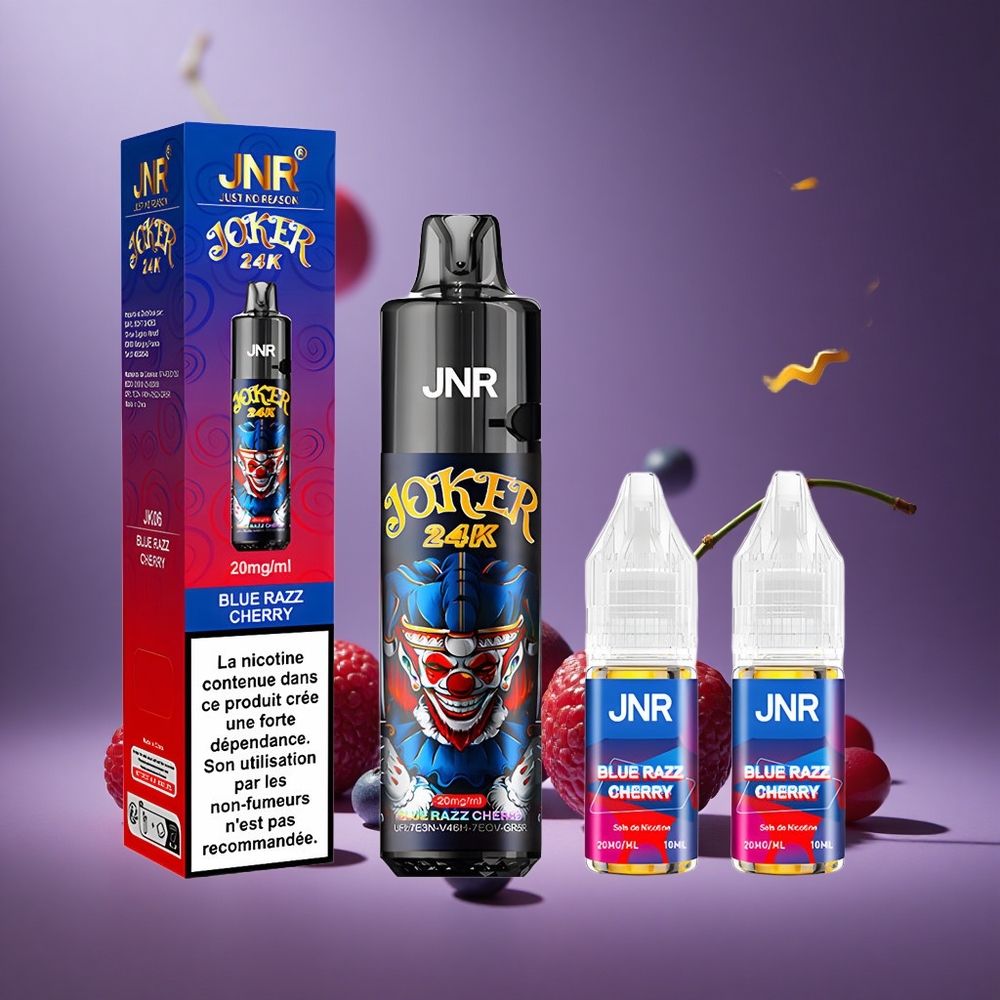 Blau-Razz-Kirsche JNR Joker 24K Puffs Österreich Großhandel 2+10ml Nachfüllbar Pod Typ-C-Ladung
