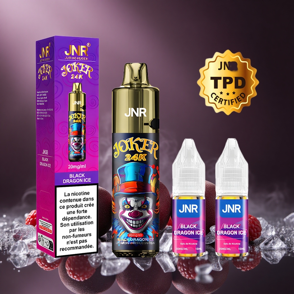 Schwarzer Drache Eis Geschmack JNR Joker 24K Puffs 2% Nikotin Österreich Großhandel 800mAh Akku
