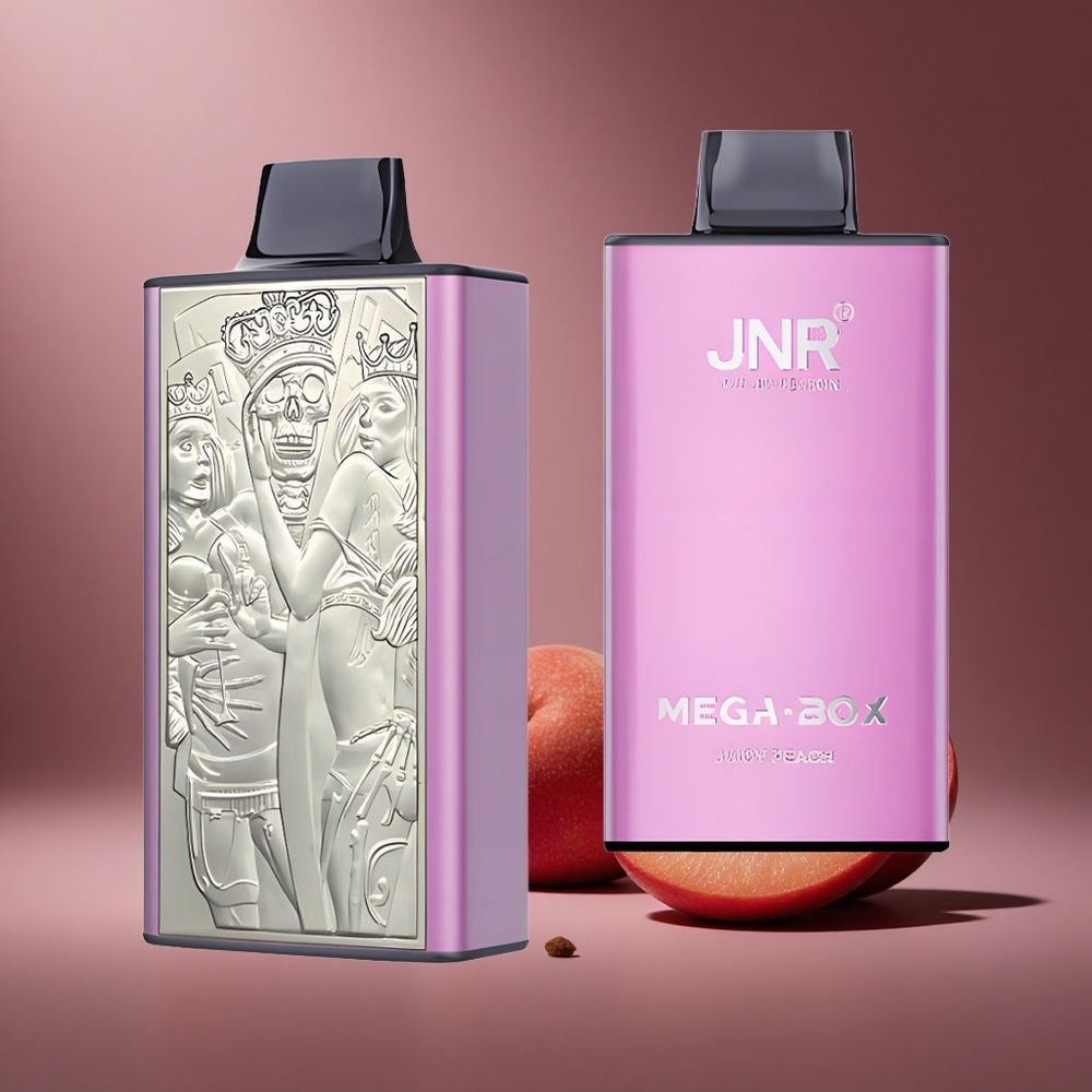 Saftiger Pfirsich JNR Mega Box 25000 Züge Österreich Großhandel Dual Mesh Coil & Dual Core