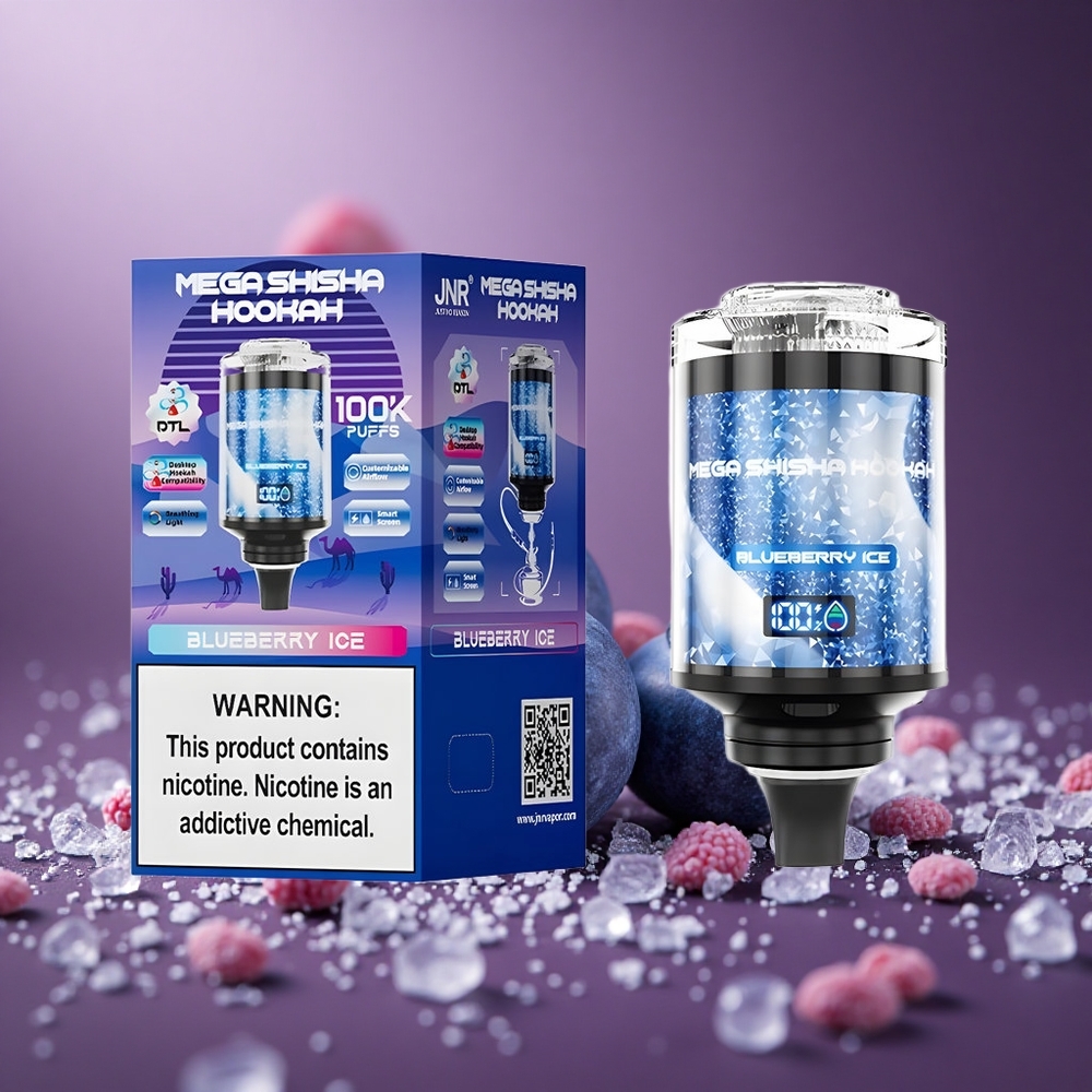 Blaubeer-Eis JNR Mega Shisha Hookah 100K Österreich Großhandel 2200mAh Akku Typ-C Ladung