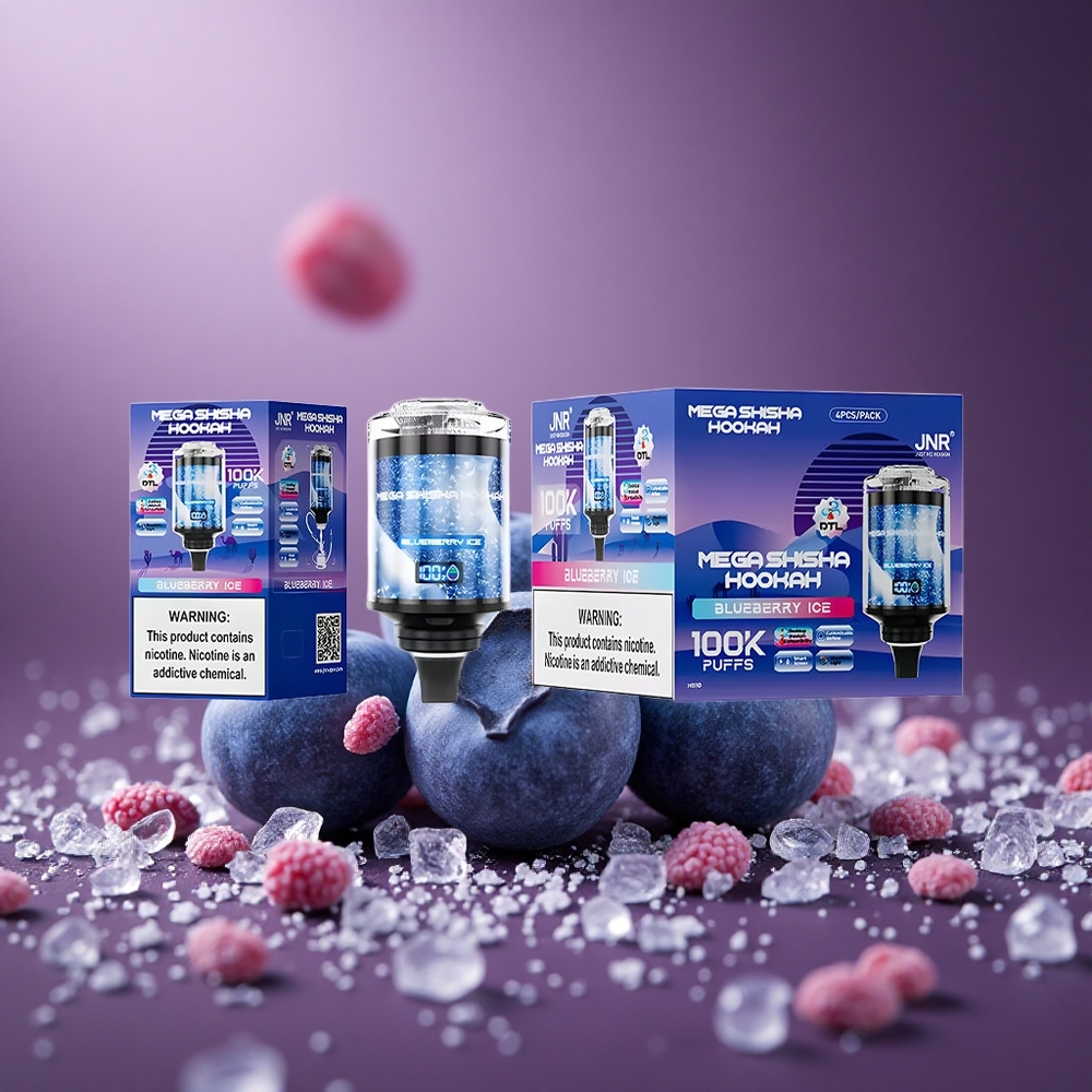Blaubeer-Eis JNR Mega Shisha Hookah 100K Österreich Großhandel 2200mAh Akku Typ-C Ladung