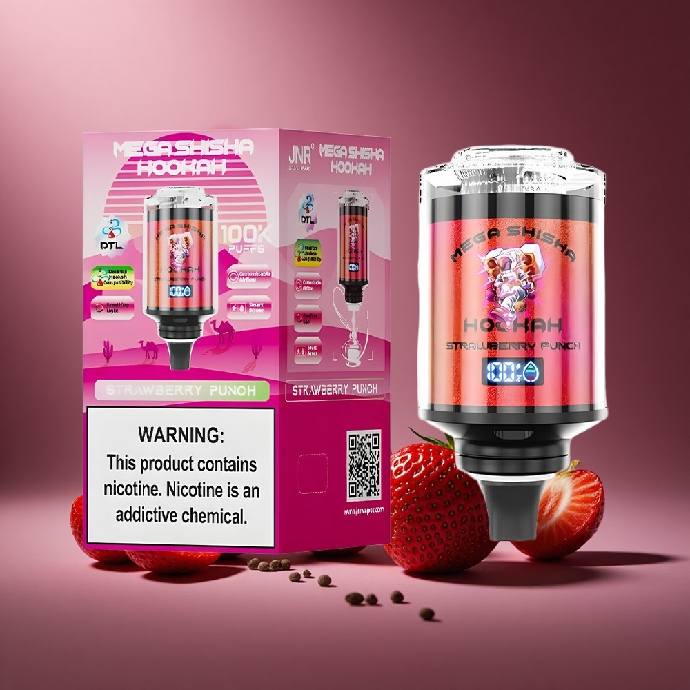 Erdbeer Punsch JNR Mega Shisha Hookah 100K Österreich Großhandel 60ml e-Liquid Kapazität & 2200mAh Akku