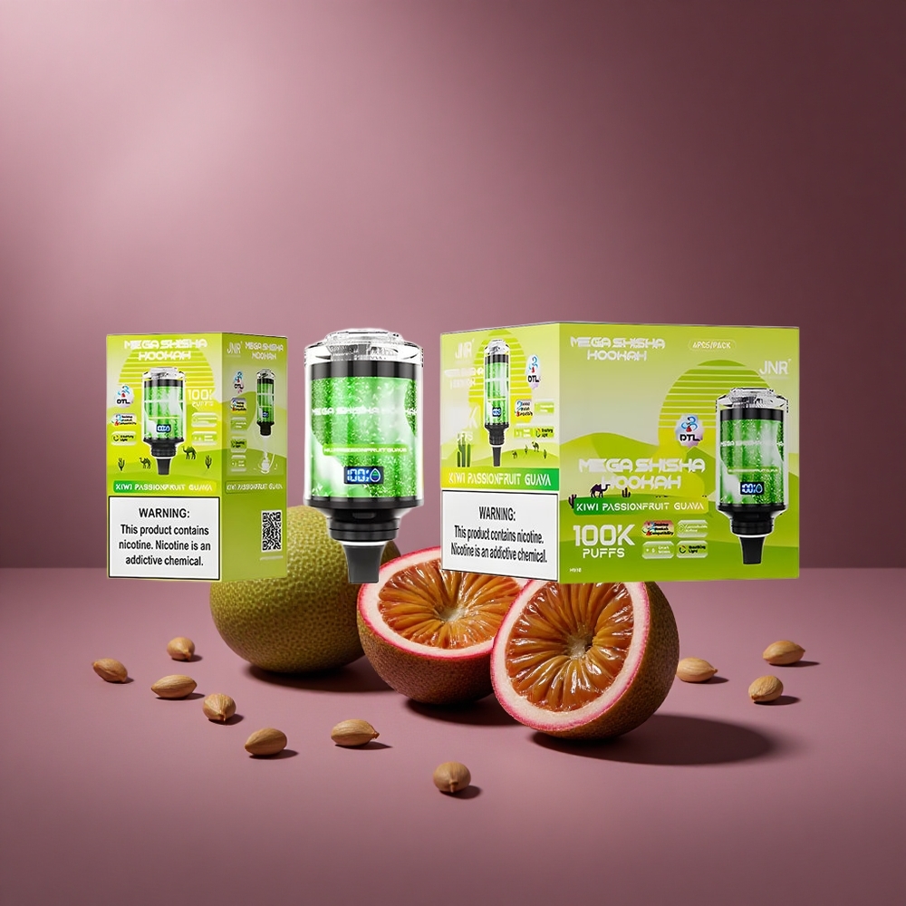 Kiwi-Passionsfrucht-Guava JNR Mega Shisha Hookah 100K Österreich Großhandel Typ-C Schnellladung & 2200mAh Akku