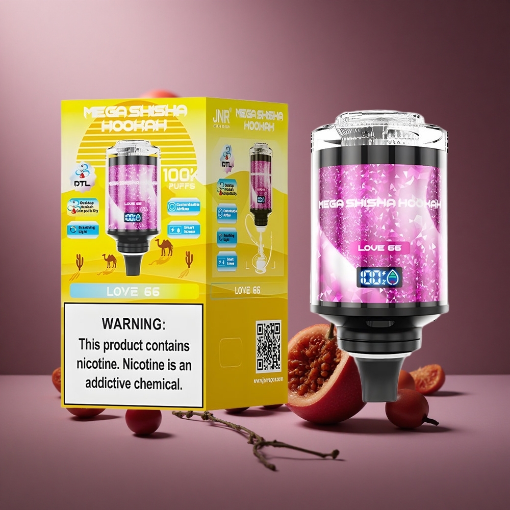 Love 66 JNR Mega Shisha Hookah 100K Österreich Großhandel Typ-C Schnellladung & Atmungsaktives Licht