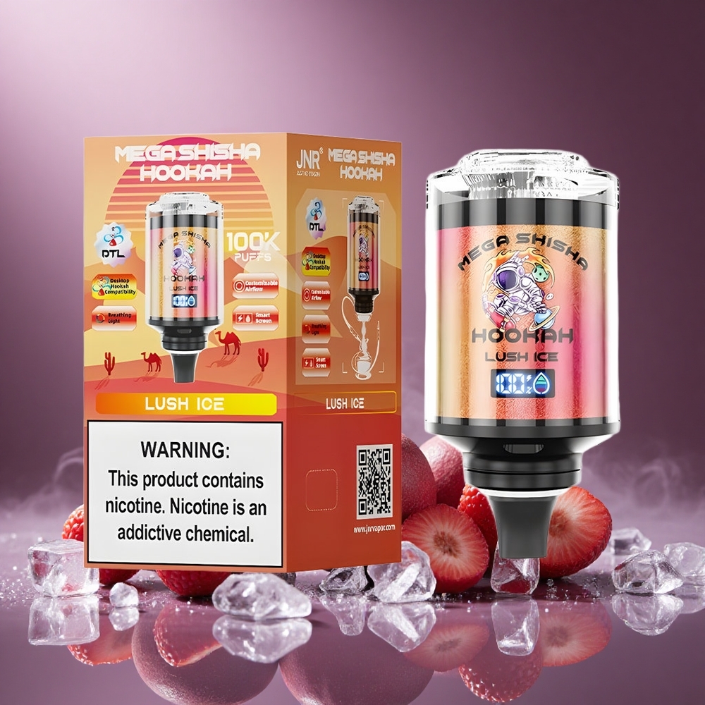 Lush Eis JNR Mega Shisha Hookah 100K Österreich Großhandel Typ-C Schnellladung & Intelligenter Bildschirm