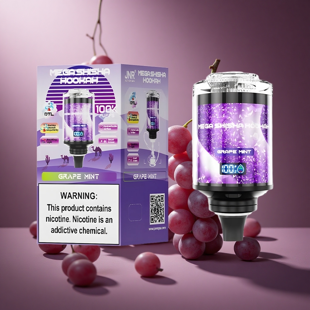 Traube Minze JNR Mega Shisha Hookah 100K Österreich Großhandel 60ml e-Liquid & 2200mAh Akku