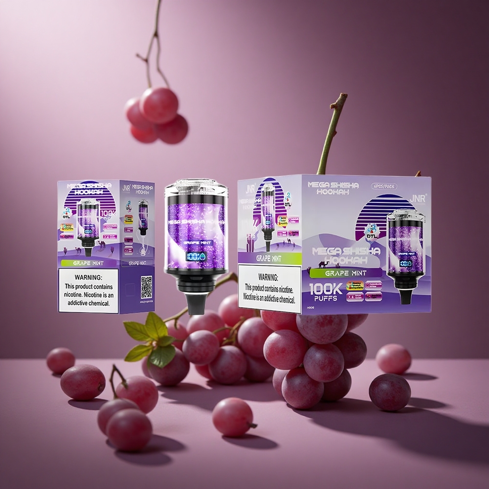 Traube Minze JNR Mega Shisha Hookah 100K Österreich Großhandel 60ml e-Liquid & 2200mAh Akku