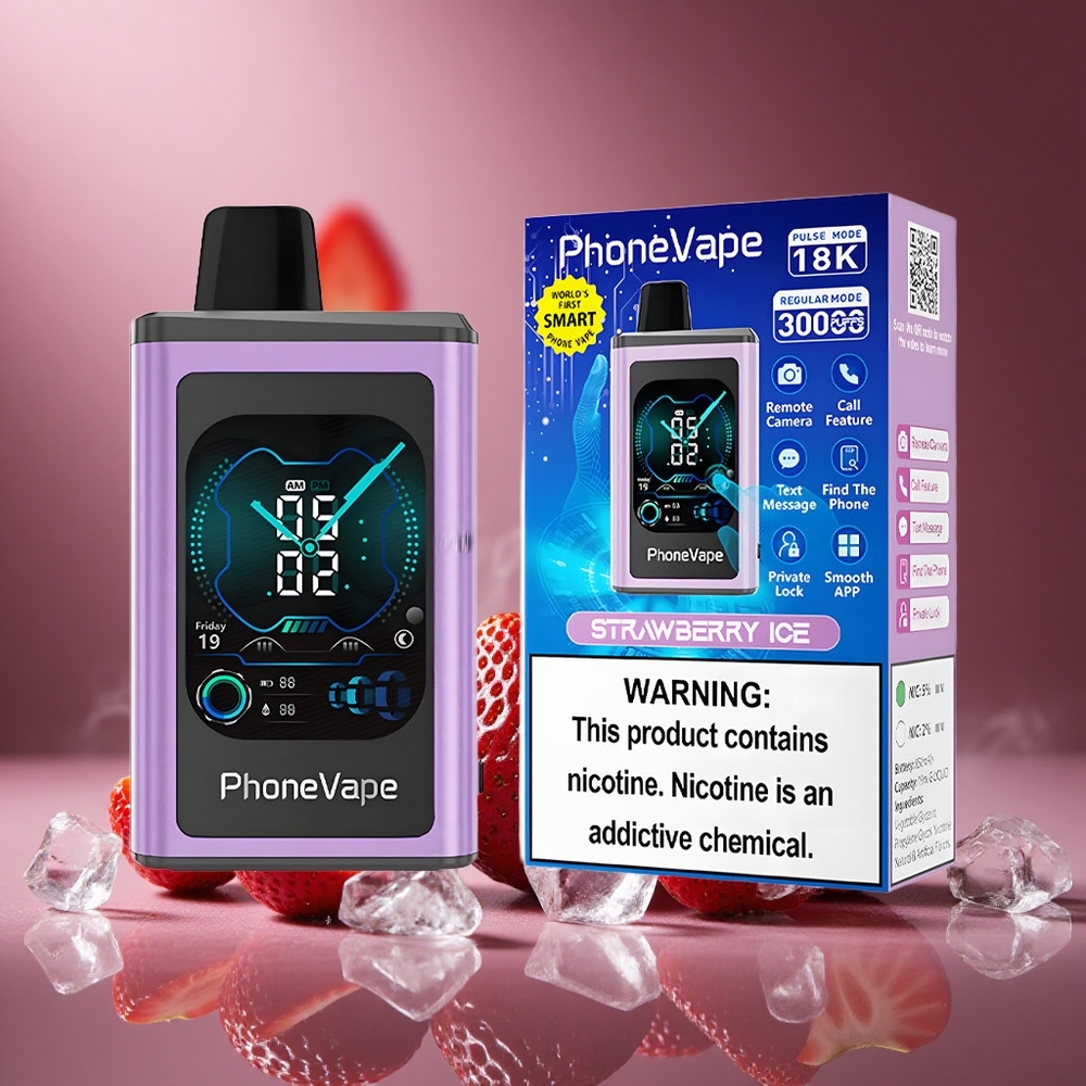 Erdbeer-Eis JNR PhoneVape 30000 Züge Österreich Großhandel Typ-C Aufladbar Turbo Modus