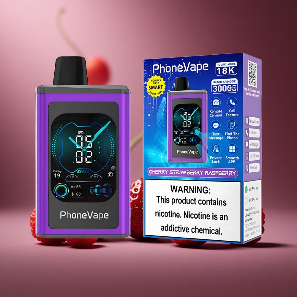 Kirsch-Erdbeer-Himbeer JNR PhoneVape 30000 Züge Österreich Großhandel Type-C wiederaufladbar Turbo Modus