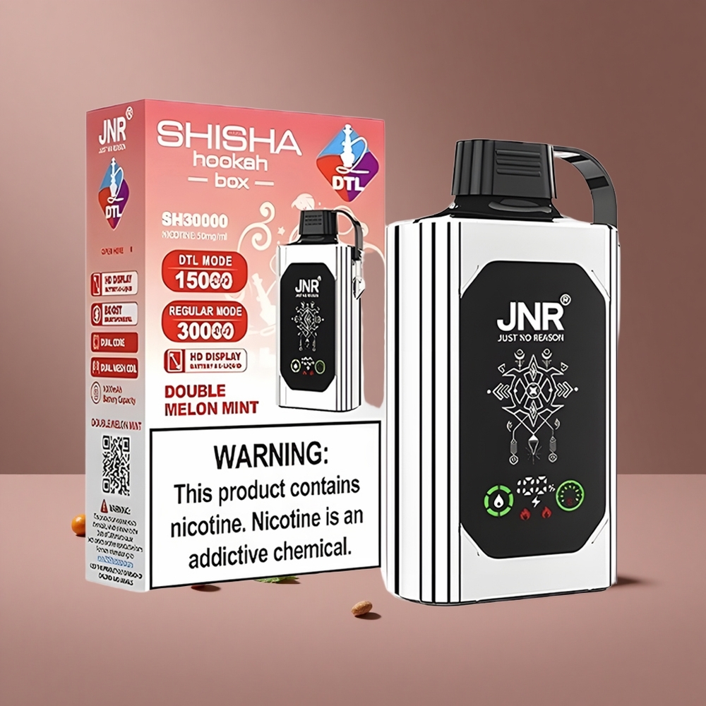 Doppelmelone Minze JNR Shisha Hookah Box 20500 Züge Österreich Großhandel HD Display Dual Mesh Coil