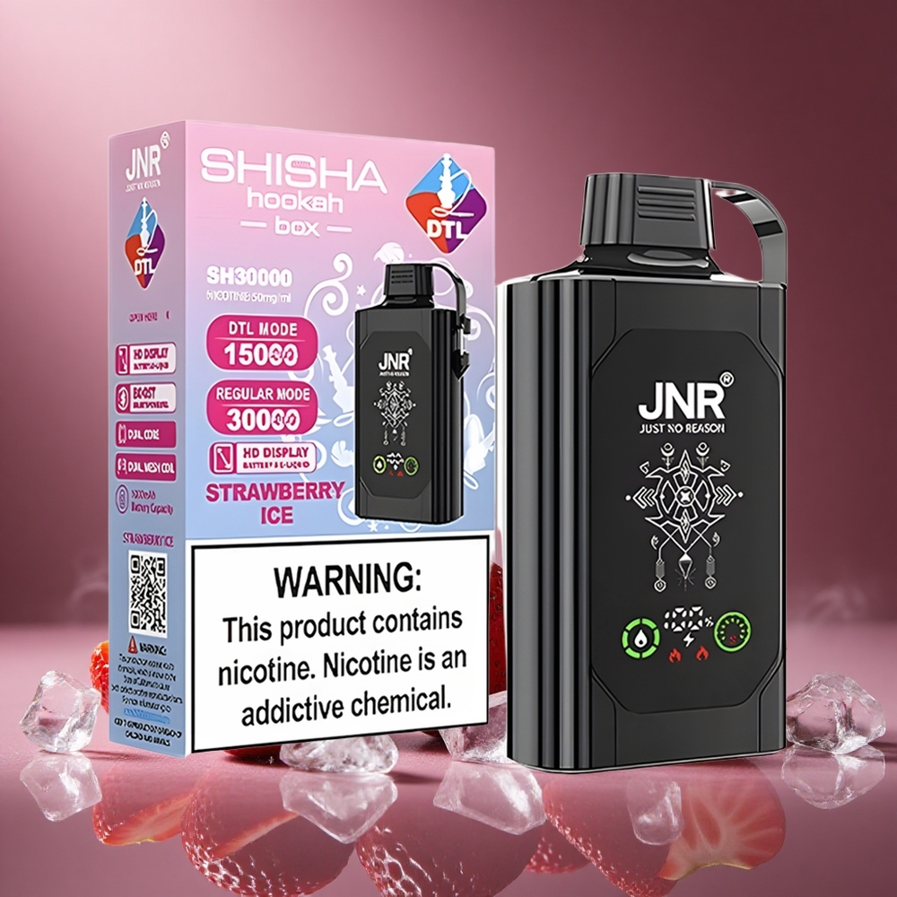 Erdbeer-Eis JNR Shisha Hookah Box 20500 Züge Österreich Großhandel HD Display Dual Mesh Coil