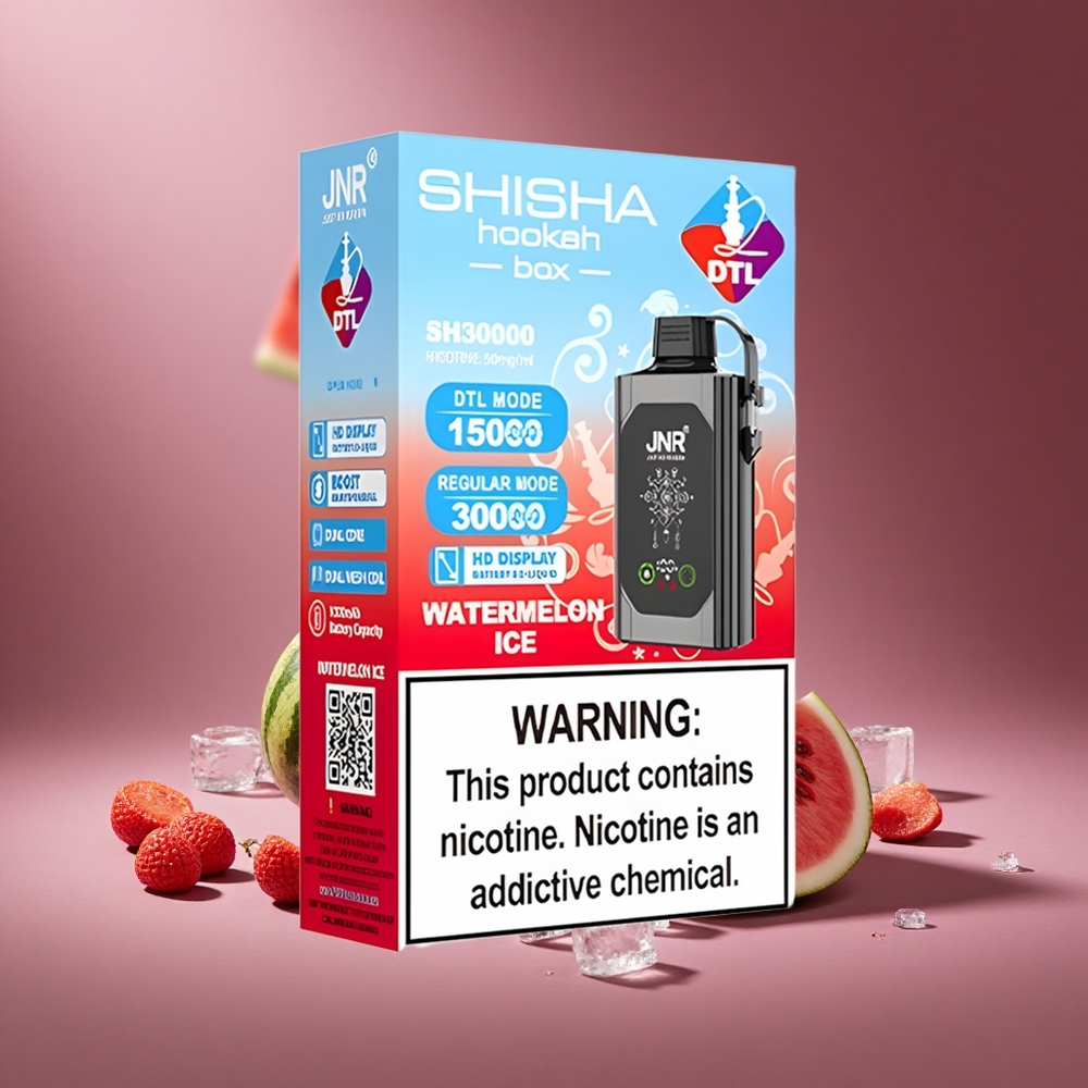 Wassermelone-Eis JNR Shisha Hookah Box 20500 Züge Österreich Großhandel HD Display Dual Mesh Coil Typ-C Schnellladung