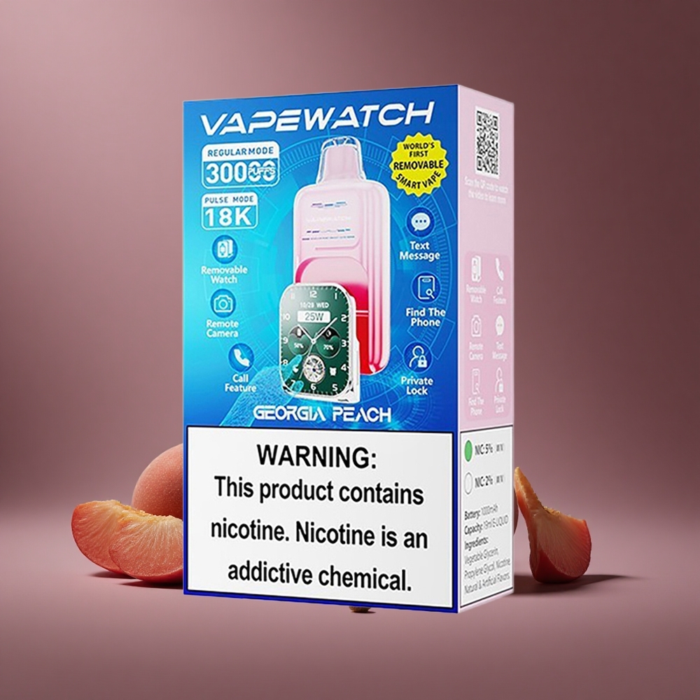 Pfirsich Georgia JNR Vape Watch 30000 Züge Österreich Großhandel 19mL Dual Mesh Coil